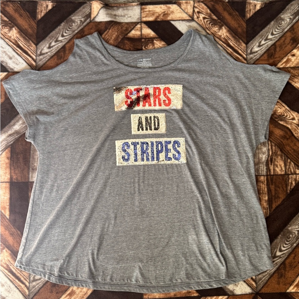 Lane Bryant Heather Gray Short Sleeve Logo Tee
